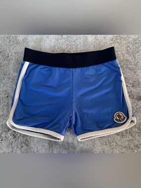 Moncler baby swim trunks Shorts Blue nylon with logo 18-24 Mo